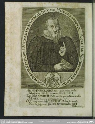 Sebaldi Pastor Aetatis Suae Liv Ao. Salutis Nostrae MDCXLVI Johannes Saubertus, Ecclesiae Norimbergenis Ad Div.