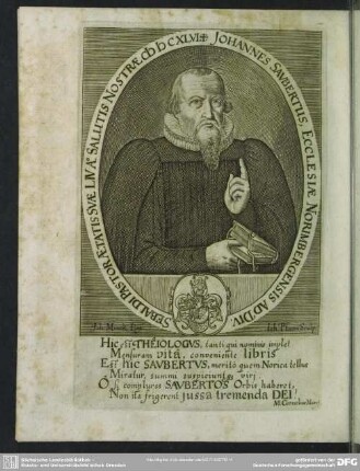 Sebaldi Pastor Aetatis Suae Liv Ao. Salutis Nostrae MDCXLVI Johannes Saubertus, Ecclesiae Norimbergenis Ad Div.
