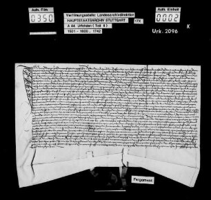 Hans Wagner von Dettingen Schloßberg, zu Kirchheim im Turm gelegen, weil er am St. Jakobstag desselben Jahres, als er mit anderen nach Cannstatt und Waiblingen dem Herzog zuziehen sollte, erklärt hatte, man wolle eine Schmach an sie legen und sie verführen, und man solle ihnen Leute nachschicken, damit sich ein Aufruhr erhebe, und weil er nicht nur auf dem Wege nach Obertürkheim, sondern auch sonst Aufstand unterstützt hatte, jedoch auf Fürbitte freigelassen, schwört U. Außerdem verpflichtet er sich, künftig alle gegen den Herzog gerichteten Handlungen zu unterlassen, zur Buße 130 fl an den Herzog zu zahlen - 20 fl am Nikolaustag desselben Jahres, den Rest in 10-fl-Raten an den darauffolgenden Nikolaustagen -, sich selbst und sein Hab und Gut nicht ohne Erlaubnis der Obrigkeit aus dem Fürstentum zu verändern, sich jederzeit auf Anforderung wieder im Gefängnis zu stellen und die Strafe für weitere Vergehen, die ihm nachgewiesen werden sollten, anzunehmen.