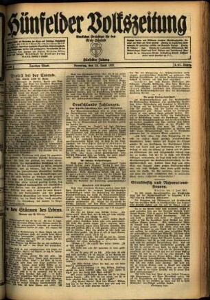 Zweite Ausgabe vom Samstag, den 18. Juni 1921.