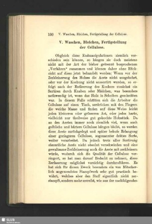 V. Waschen, Bleichen, Fertigstellung der Cellulose