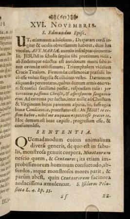 651-660, XVI. - XX. Novembris