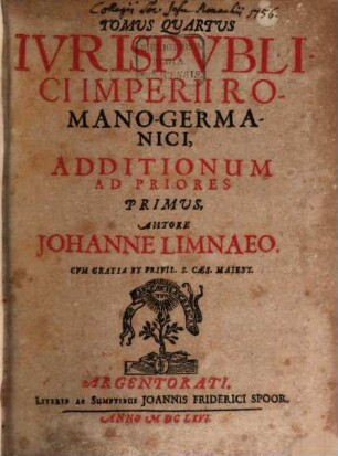Ius publicum imperii romano-germanici : cum Aditt., 4. Additiones. T. 1. - 1666