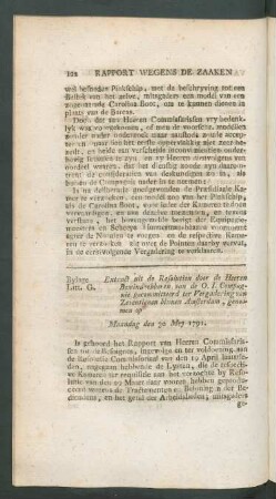 Bylage Litt. G. Extract uit de resolutien door de eeren bewindhebberen van de O. I. Compagnie ... maandag den 30 mey 1791