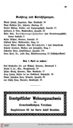 Nachtrag und Berichtigungen