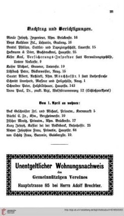 Nachtrag und Berichtigungen