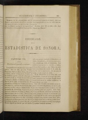 Continuacion de la Estadistica de Sonora.