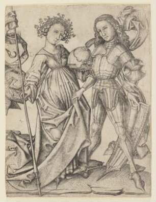 Der Ritter und die Dame mit Helm und Lanze