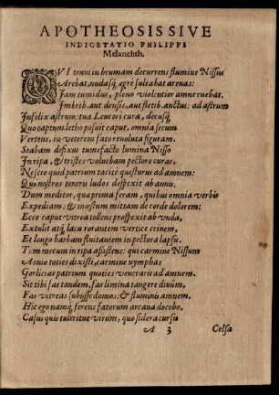 Apotheosis Sive Indigetatio Philippi Melanchth.