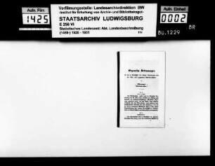 Beschreibung der Ackerbauschule in Ellwangen, vom stellvertretenden Vorsteher Walcher, mit gedruckter Satzung vom April 1843