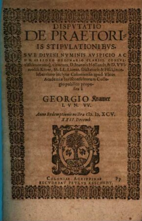 Disp. de praetoriis stipulationibus