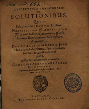 Disceptatio Inauguralis De solutionibus