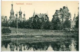 Karlsbad. Westend, Russische Kirche (1897) : Karlsbad. Westend mit Russisch-Orthodoxer Kirche Sankt Peter und Paul (1893-1897; Gustav Wiedermann)