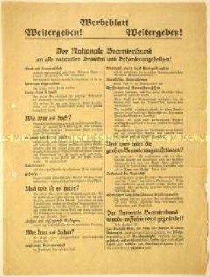 Programmatischer Aufruf des Nationalen Beamtenbundes zur Mitgliederwerbung