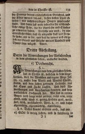 Dritte Abtheilung, Darin die Abweichungen der Anfahenden in den göttlichen Leben, entdecket werde.