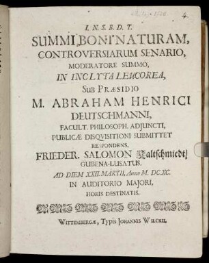 Summi Boni Naturam, Controversiarum Senario