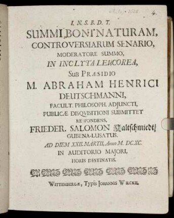Summi Boni Naturam, Controversiarum Senario