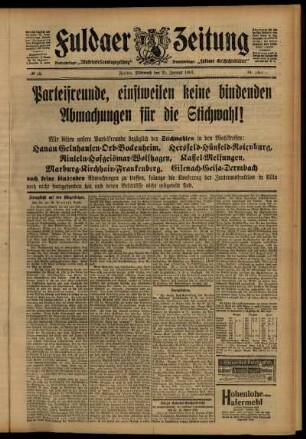 Zweite Ausgabe vom Mittwoch, den 30. Januar 1907.