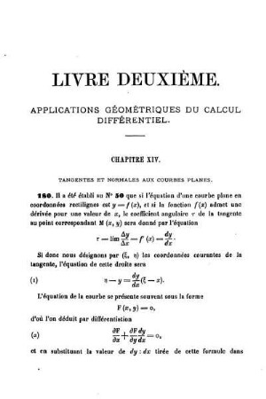 Livre Deuxième. Applications géométriques du calcul dfférentiel.