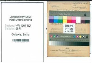 Entnazifizierung Bruno Gniewitz , geb. 10.01.1891 (Kaufmann)