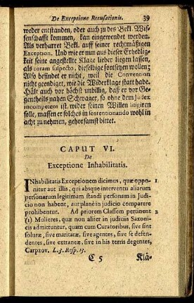 Caput VI. De Exceptione Inhabilitatis. - Caput X. De Exceptione Competentiæ.