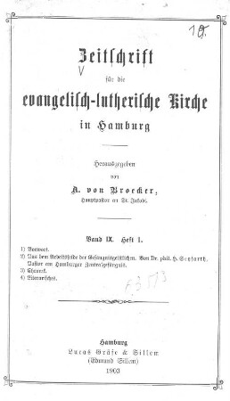 9.1903: Zeitschrift für die Evangelisch-Lutherische Kirche in Hamburg
