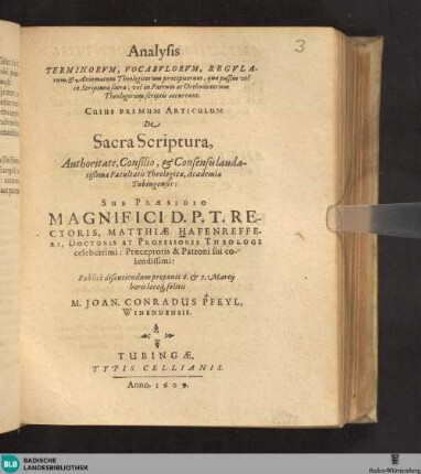 Analysis terminorum, vocabulorum, regularum et axiomatum theologicorum praecipuorum, quae passim vel in scriptura sacra vel in patrum ac orthodoxorum theologorum scriptis occurrunt