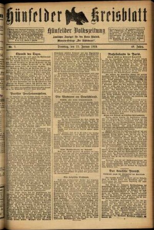 Ausgabe vom Dienstag, den 15. Januar 1924.