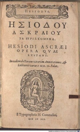 Hesiodi Ascraei Opera quae exstant : Et. eiusd. Deorum Generatio