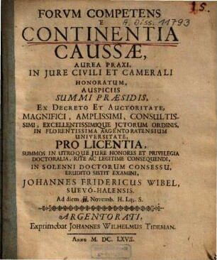 Forum competens è continentia caussae : aurea praxi in jure civili et camerali honoratum