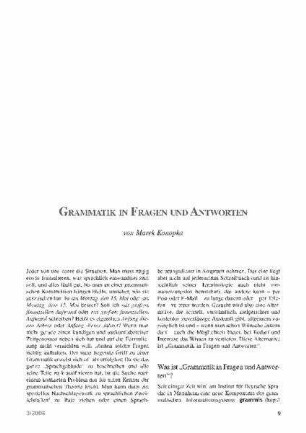 Grammatik in Fragen und Antworten