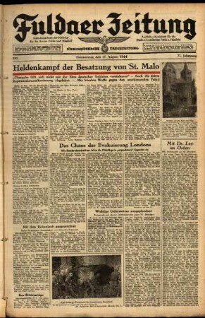 Ausgabe vom Donnerstag, den 17. August 1944.
