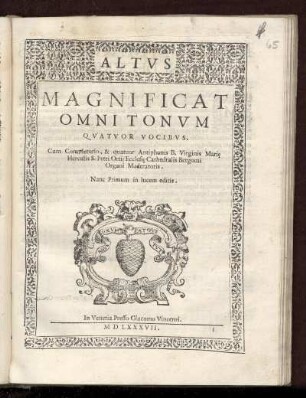 Hercules: Magnificat omnitonum quatuor vocibus. Altus