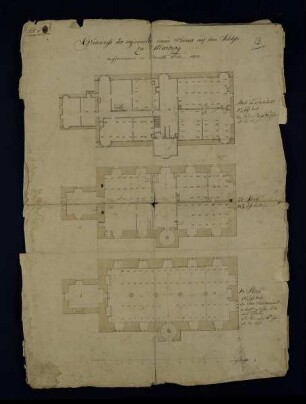 Marburg, ehemaliges Landgrafenschloss, Wilhelmsbau, 2.-4. Obergeschoss mit projektierten Umbauten zur Kaserne