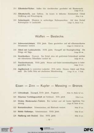 Waffen - Bestecke (Nr. 314-318)