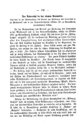 Der Unterricht in der ebenen Geometrie