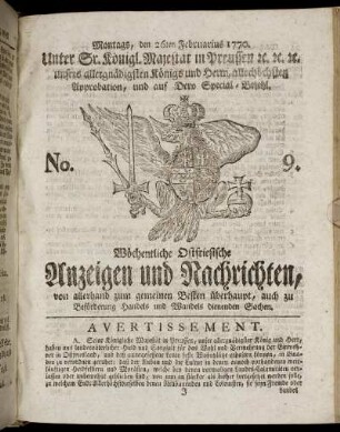 No. 9. Montags, den 26ten Februarius 1770.