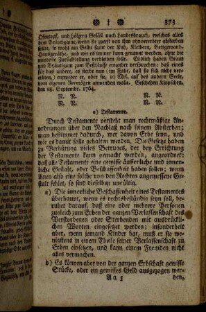3) Testamente. - Erinnerung über den Gebrauch vorstehender Muster und Regeln schriftlicher Aufsätze.