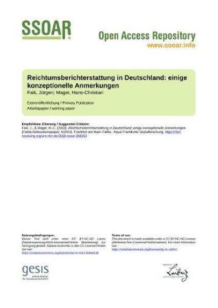 Reichtumsberichterstattung in Deutschland: einige konzeptionelle Anmerkungen