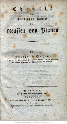 Chronik des Fürstlichen Hauses der Reussen von Plauen