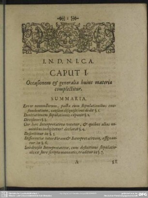 Caput I. Occasionem & generalia huius materiae complectitur