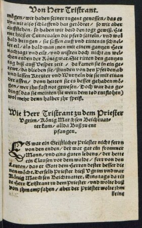 Wie Herr Tristrant zu dem Priester Ugrim/ König Marchsen Beichtvatter kam/ allda Buß zu entpfangen.
