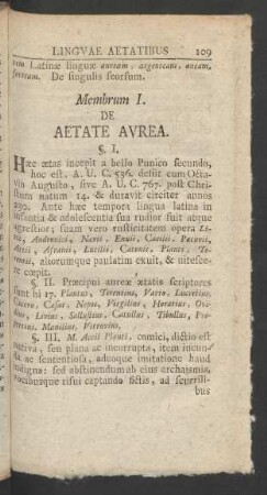 Membrum I. De Aetate Aurea