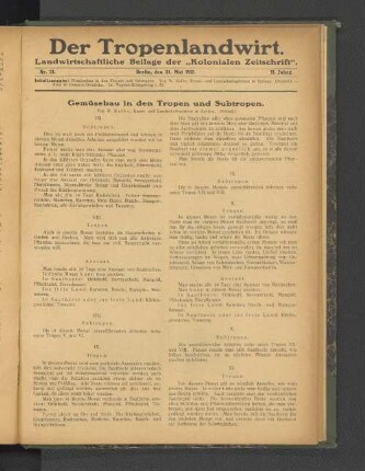 Gemüsebau in den Tropen und Subtropen.