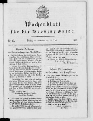 Nr. 17, Ausgabe vom 25. April 1846