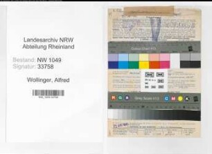 Entnazifizierung Alfred Wollinger , geb. 23.02.1890 (Zollbeamter)
