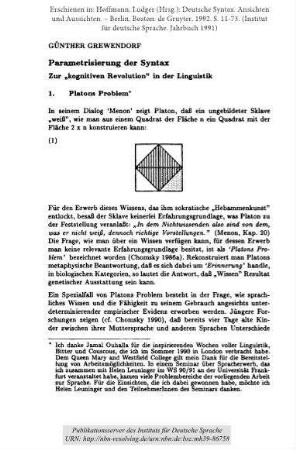 Parametrisierung der Syntax