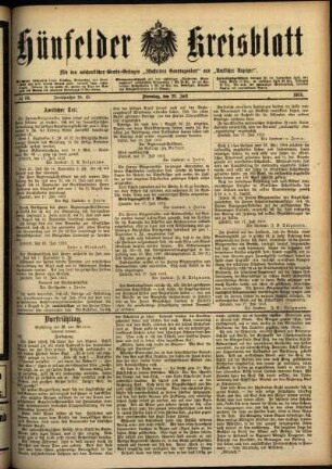 Ausgabe vom Dienstag, den 22. Juli 1913.