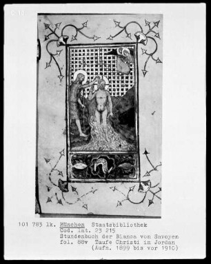 Stundenbuch der Bianca von Savoyen — Bildseite mit zwei Miniaturen, Folio 88 verso