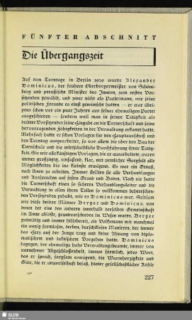 Fünfter Abschnitt: Die Übergangszeit